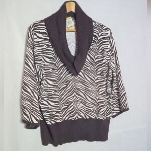 Style & Co. 3X Black and White Zebra Cowl Neck Sweater NWT